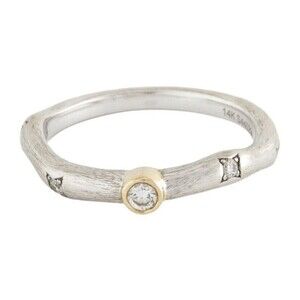 14k White Gold Stacking Ring with Diamonds | Size 6.25